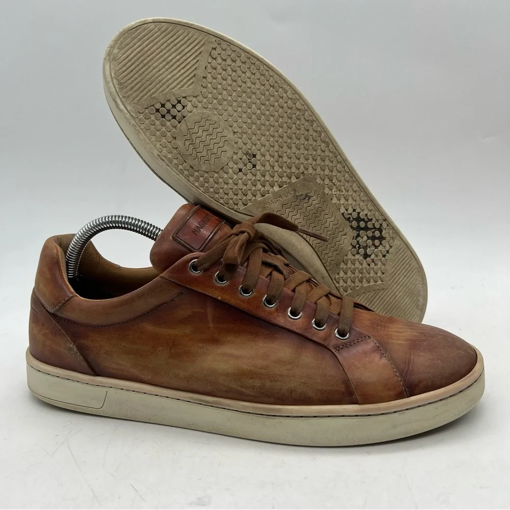 Magnanni Men’s 9.5 The Elonso Lo Calfskin Leather Sneaker Tobacco Brown 20837